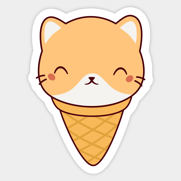 Kawaii Cute Cat Ice Cream Cat Sticker TeePublic